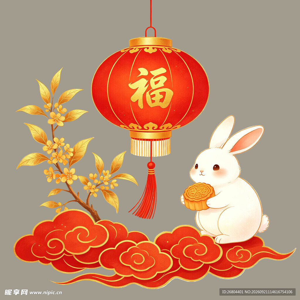 中秋红色喜庆元素