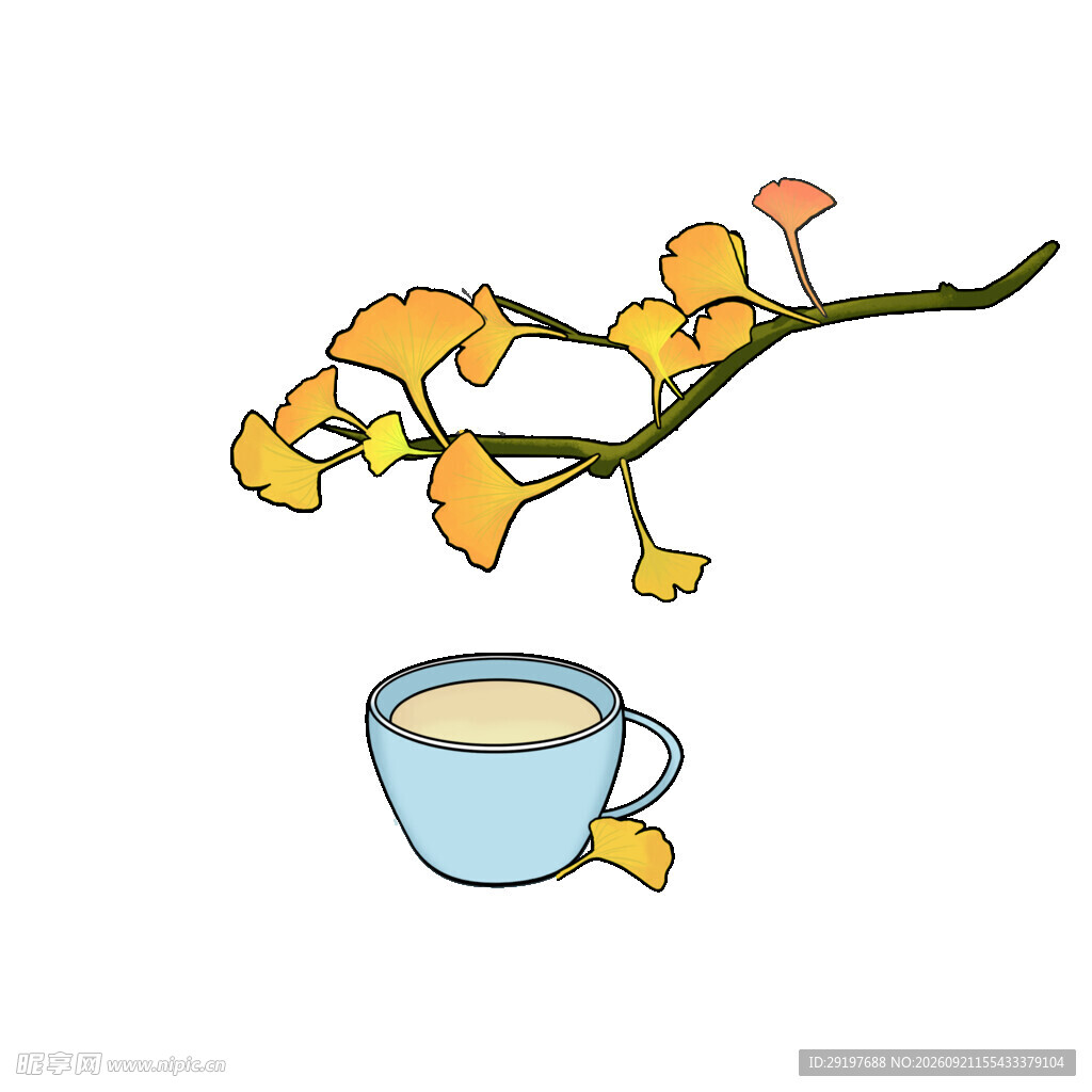 秋日银杏下的温馨茶杯
