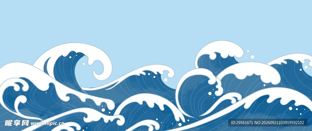 日式海浪背景