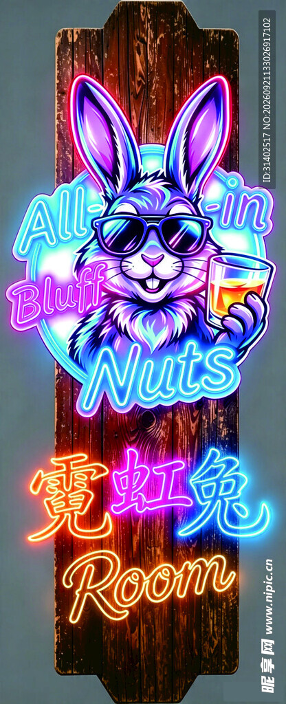 酒吧侧挂霓虹灯招牌