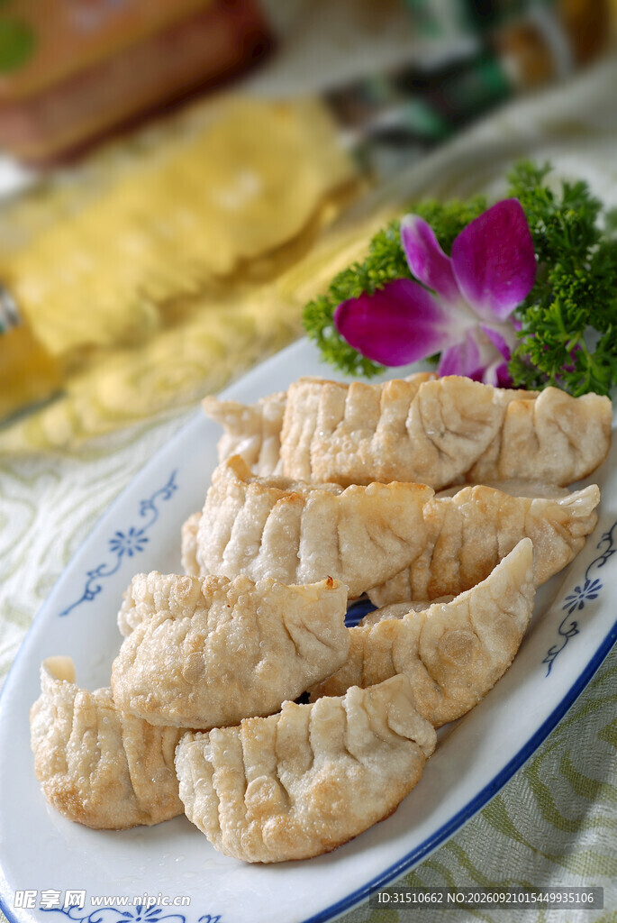 美味特色炸饺摆于盘中