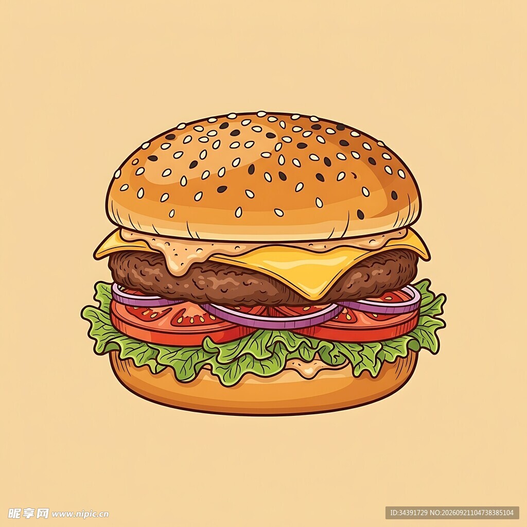 卡通汉堡插画