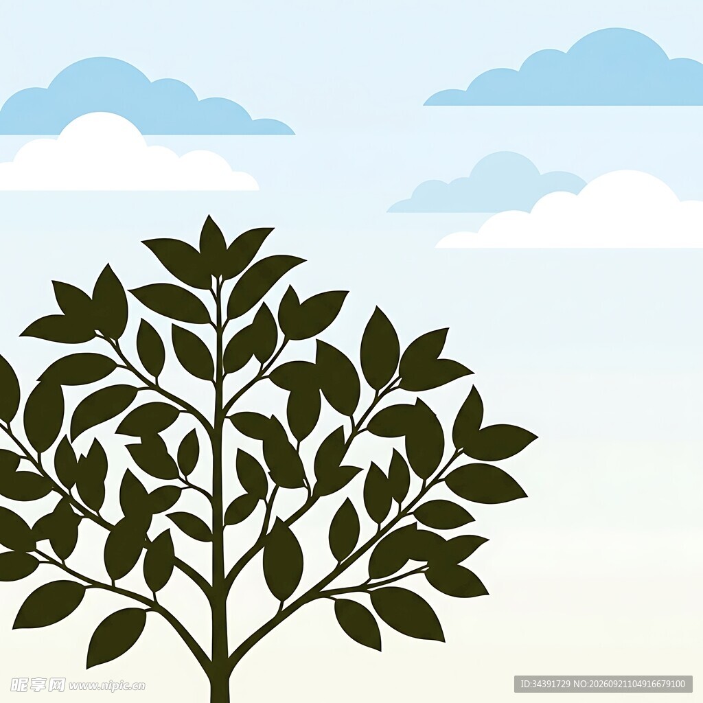 绿树天空插画