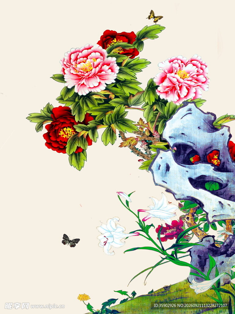 花鸟图绘雅致中式风情