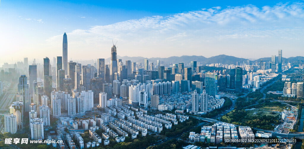 深圳城市天际线全景俯瞰