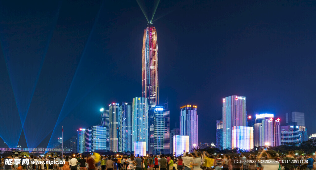 深圳璀璨夜景摩天大楼