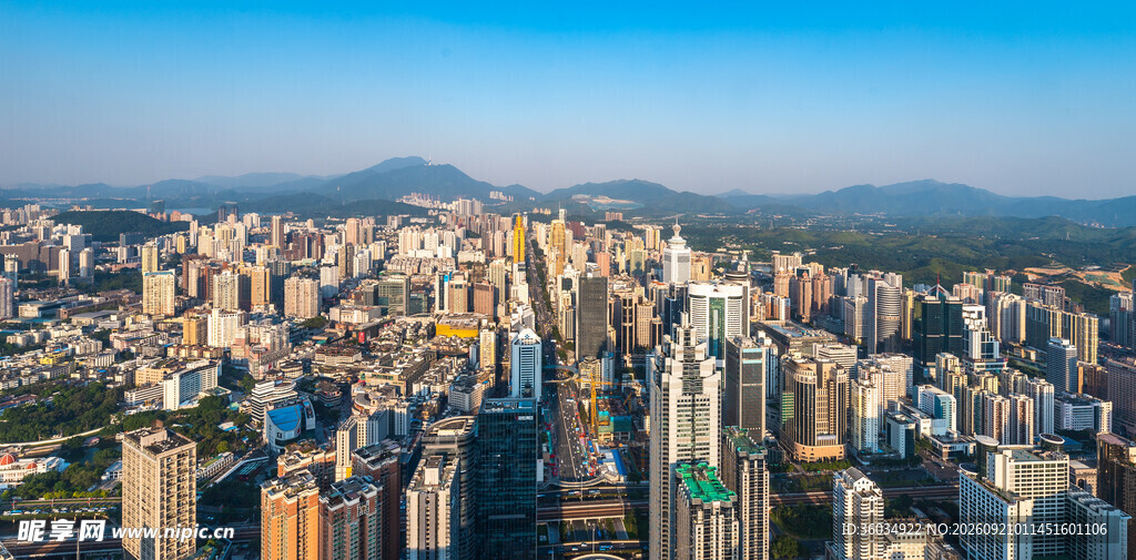 繁华都市天际线俯瞰图