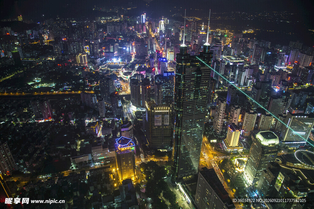 城市璀璨夜景俯瞰图