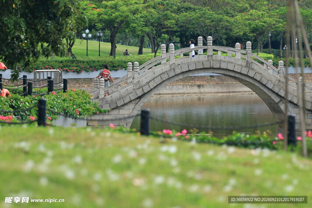 公园中式石桥风景