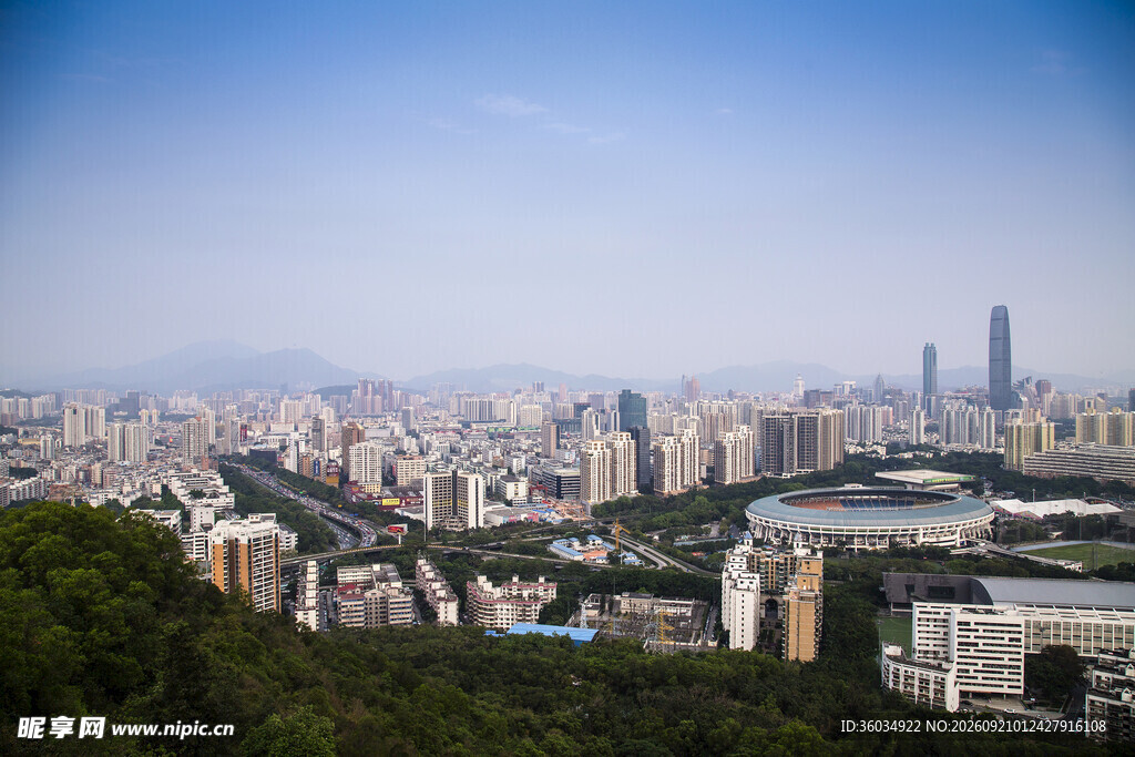 俯瞰城市建筑群景观
