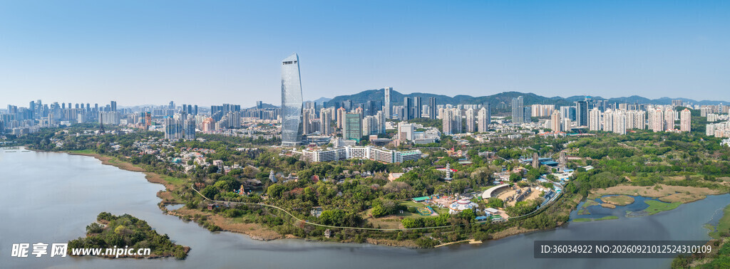 城市河畔全景风光