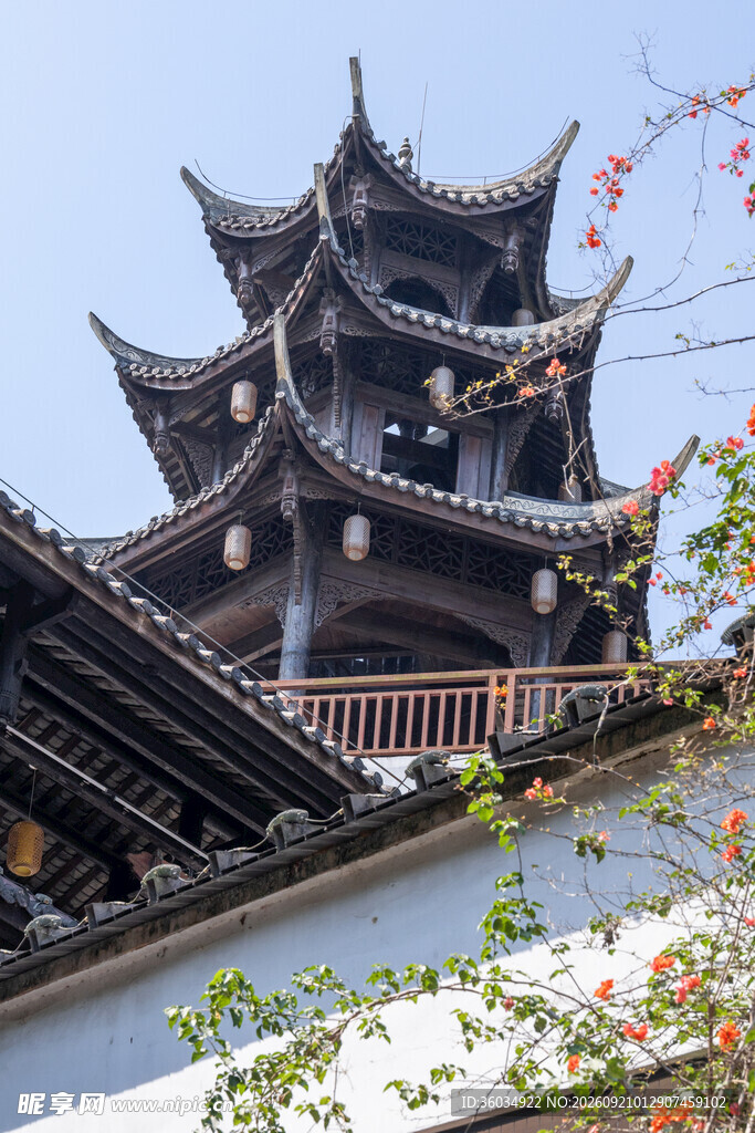 古色古香中式塔楼一角