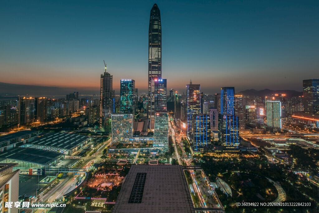 深圳城市夜景俯瞰图