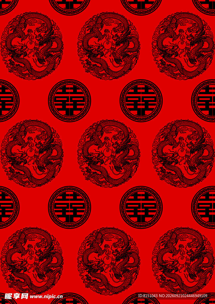 红色中式传统花纹图案