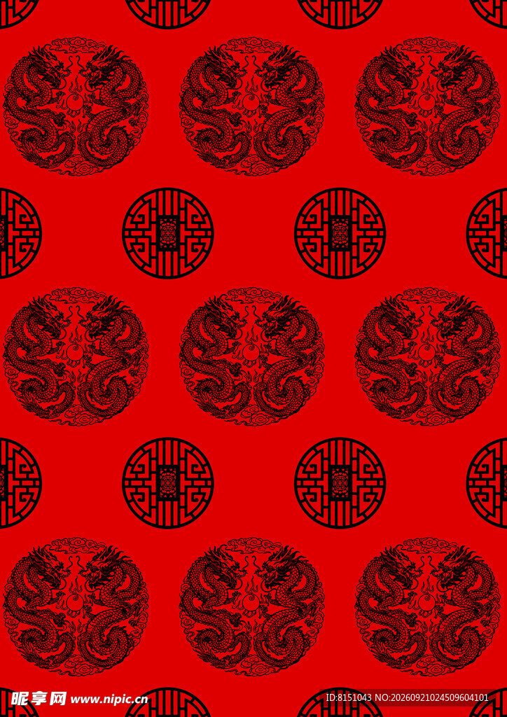 红色中式传统花纹图案