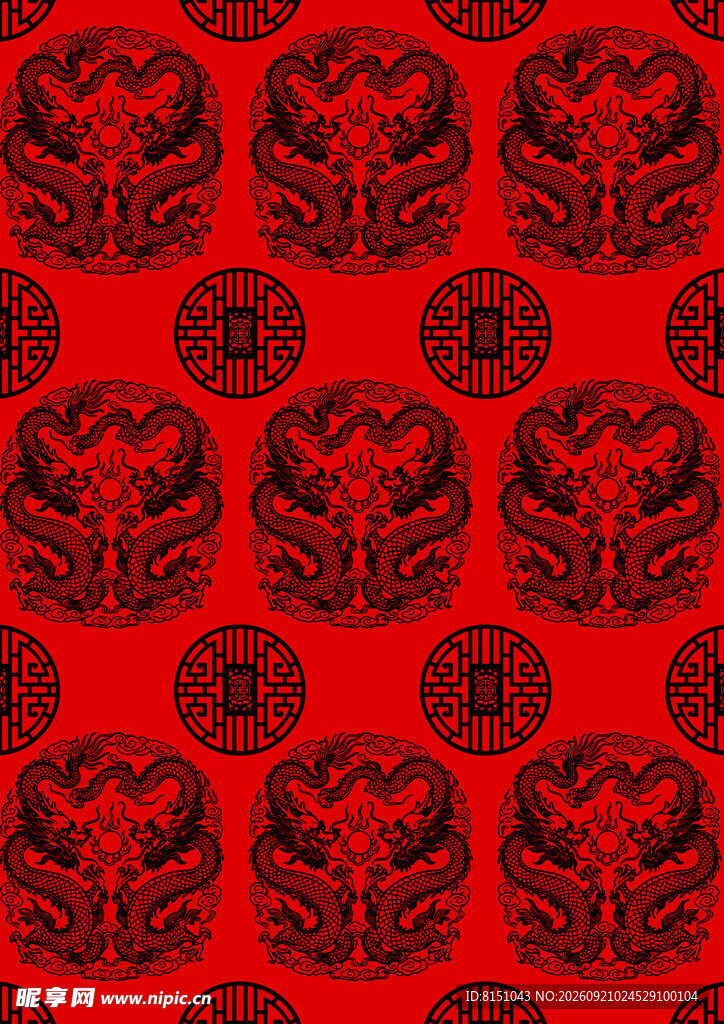 红色中式传统花纹图案
