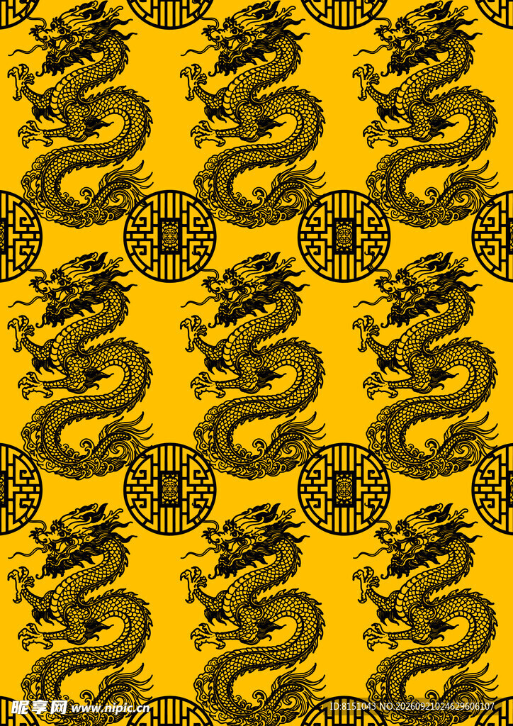 黄色龙纹传统图案背景