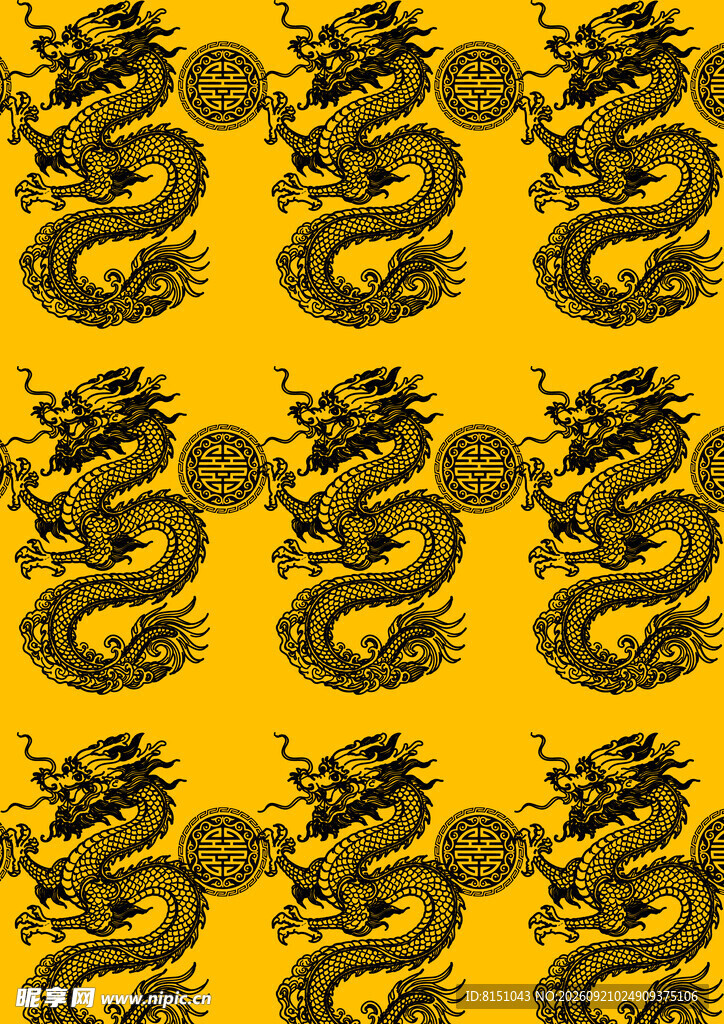 黄色底纹龙纹图案背景