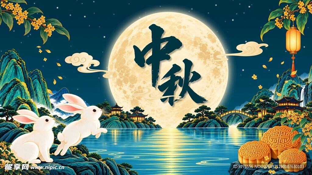 中式国潮中秋节背景图片