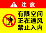 有限空间正在通风禁止入内