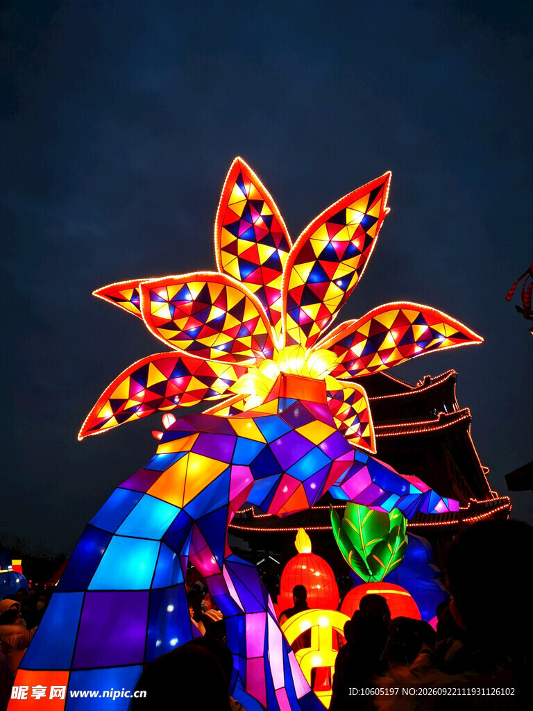 夜间绚烂花灯展