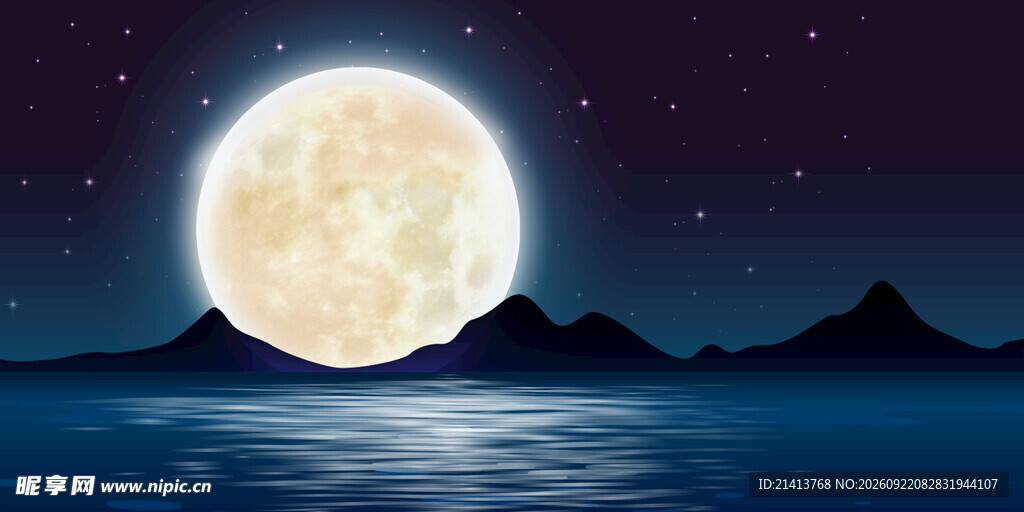 蓝色月夜背景