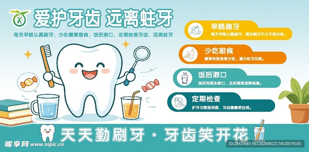 校园爱护牙齿展板