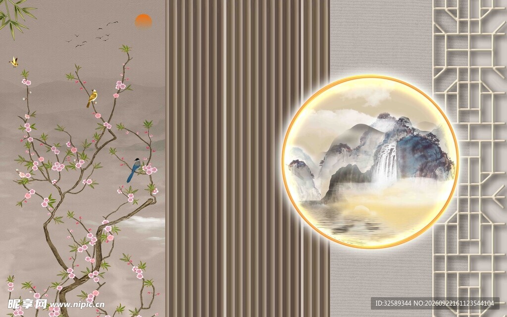 新中式山水意境背景