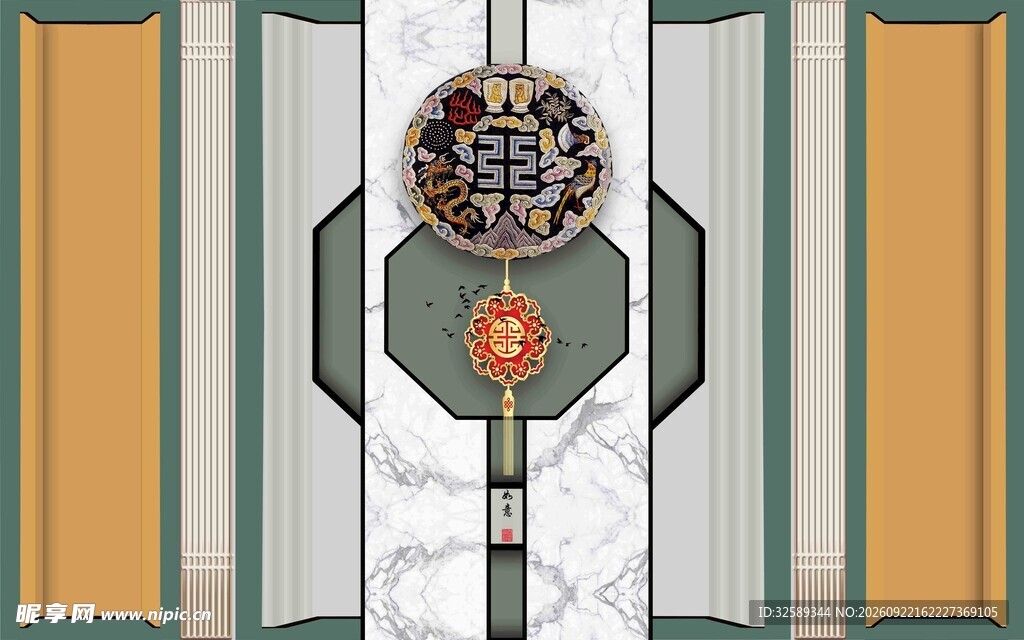 中式竖版装饰纹样
