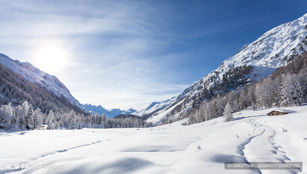 冬日雪山旷野雪景