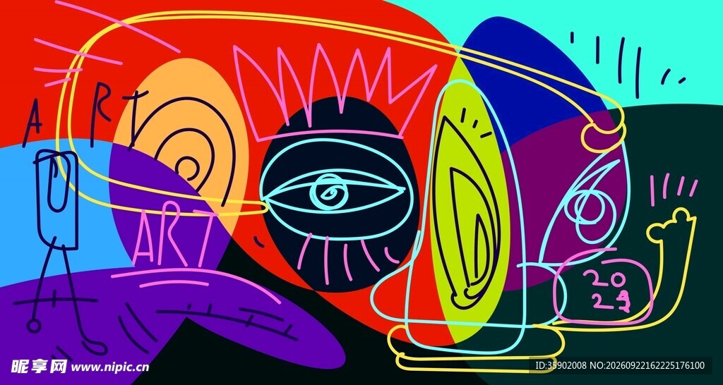 炫彩抽象人脸艺术插画