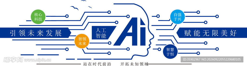 AI智能科技文化墙模板