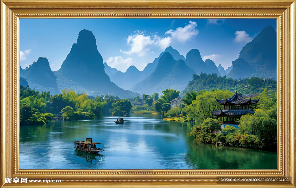 漓江山水风景油画