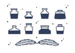 羽毛和墨水瓶文具