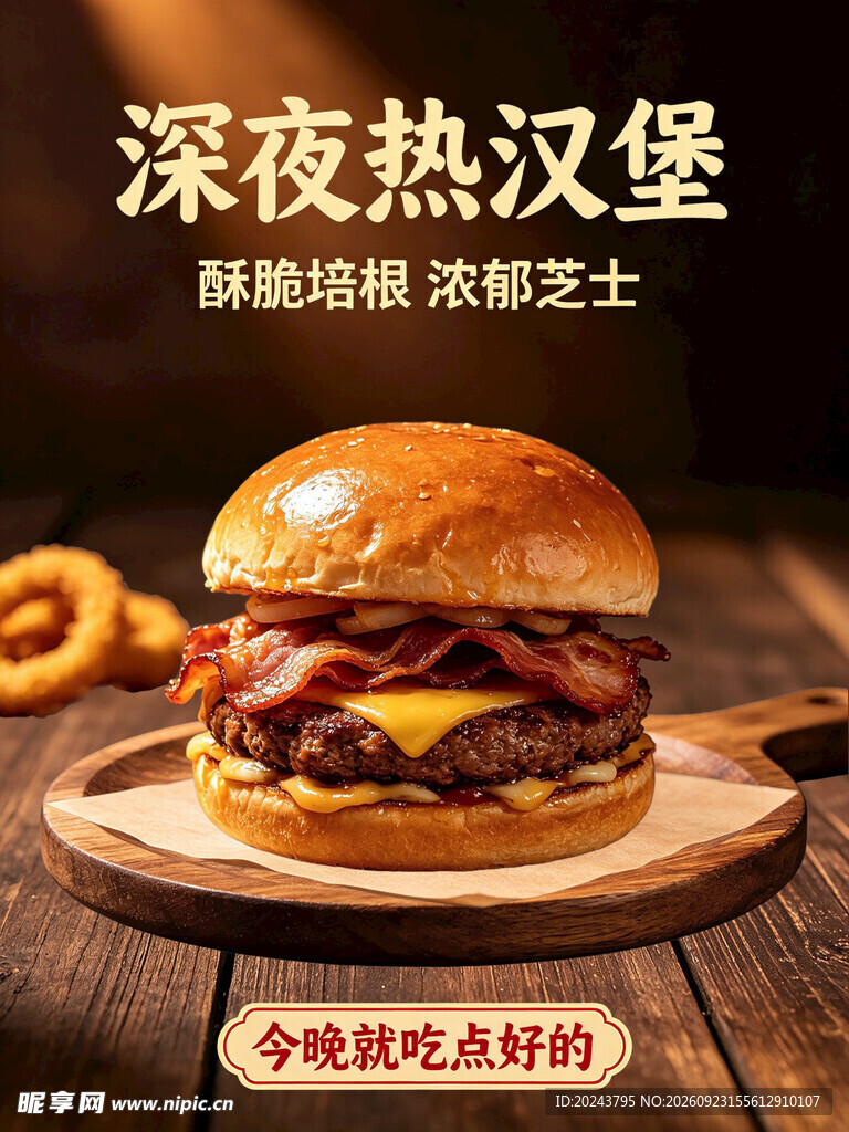 深夜热汉堡美食海报