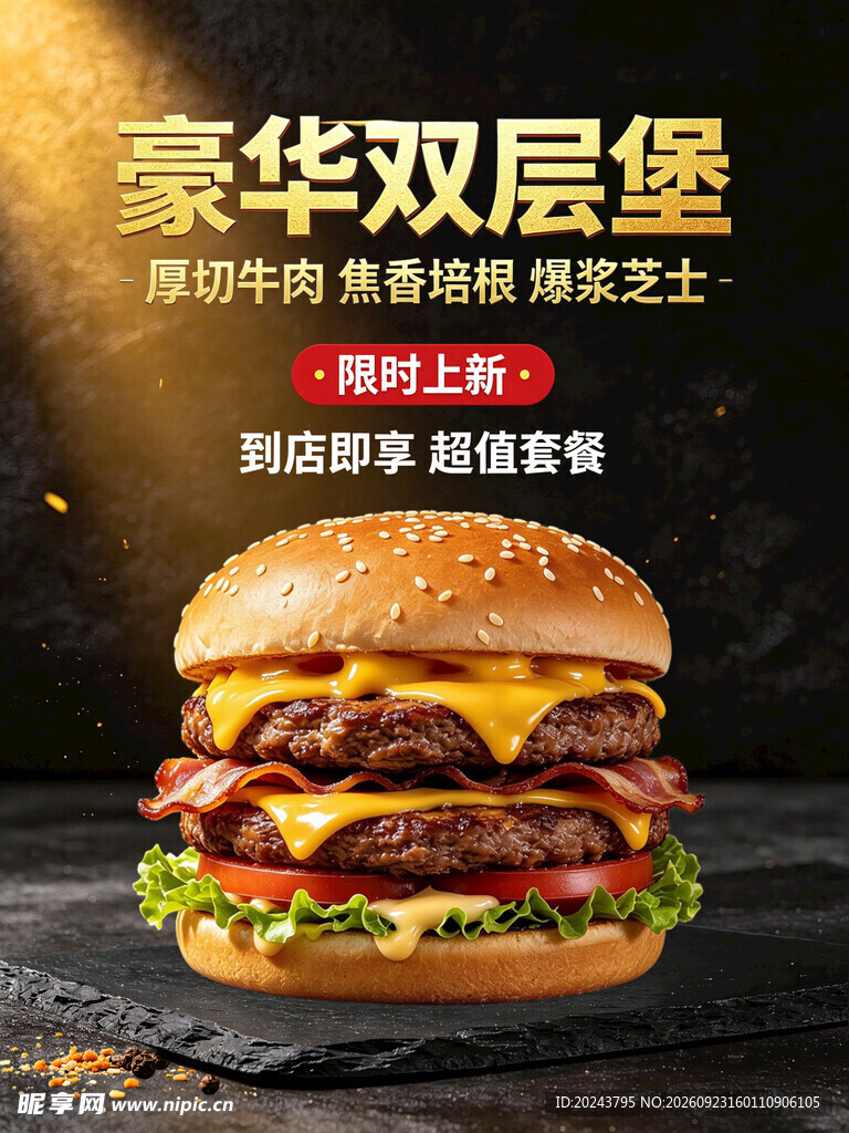 豪华双层堡宣传海报