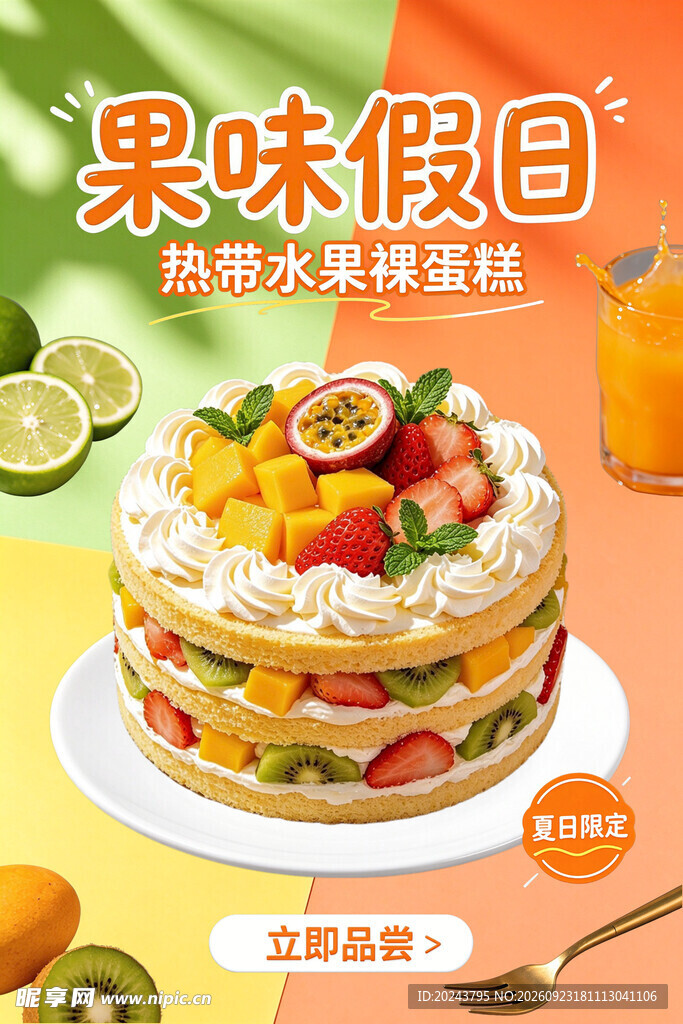 果味假日水果裸蛋糕