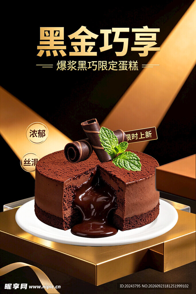 黑金巧享爆浆黑巧蛋糕
