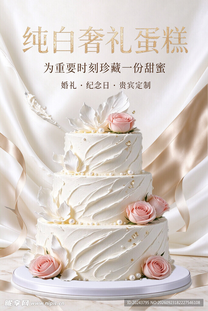 纯白奢礼婚礼蛋糕