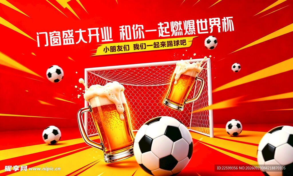 世界杯开业狂欢促销海报