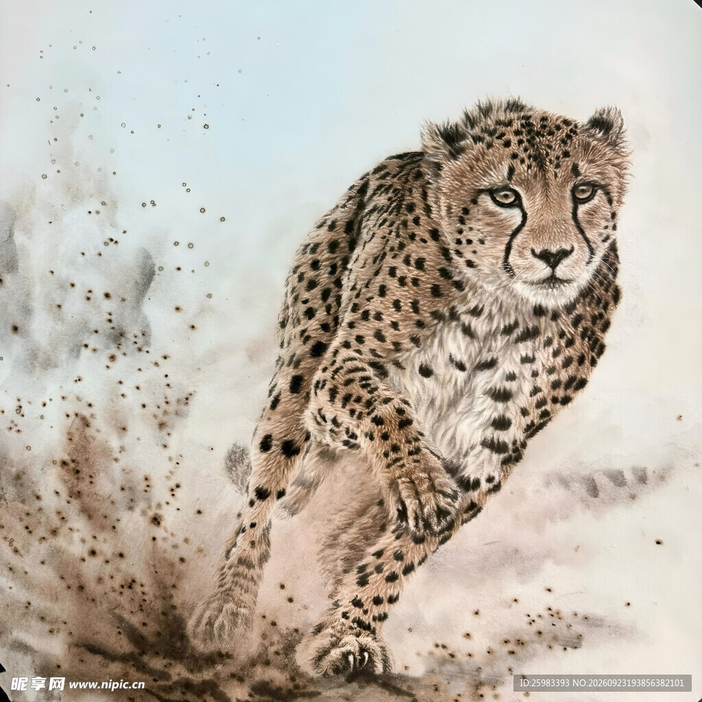 猎豹奔跑插画