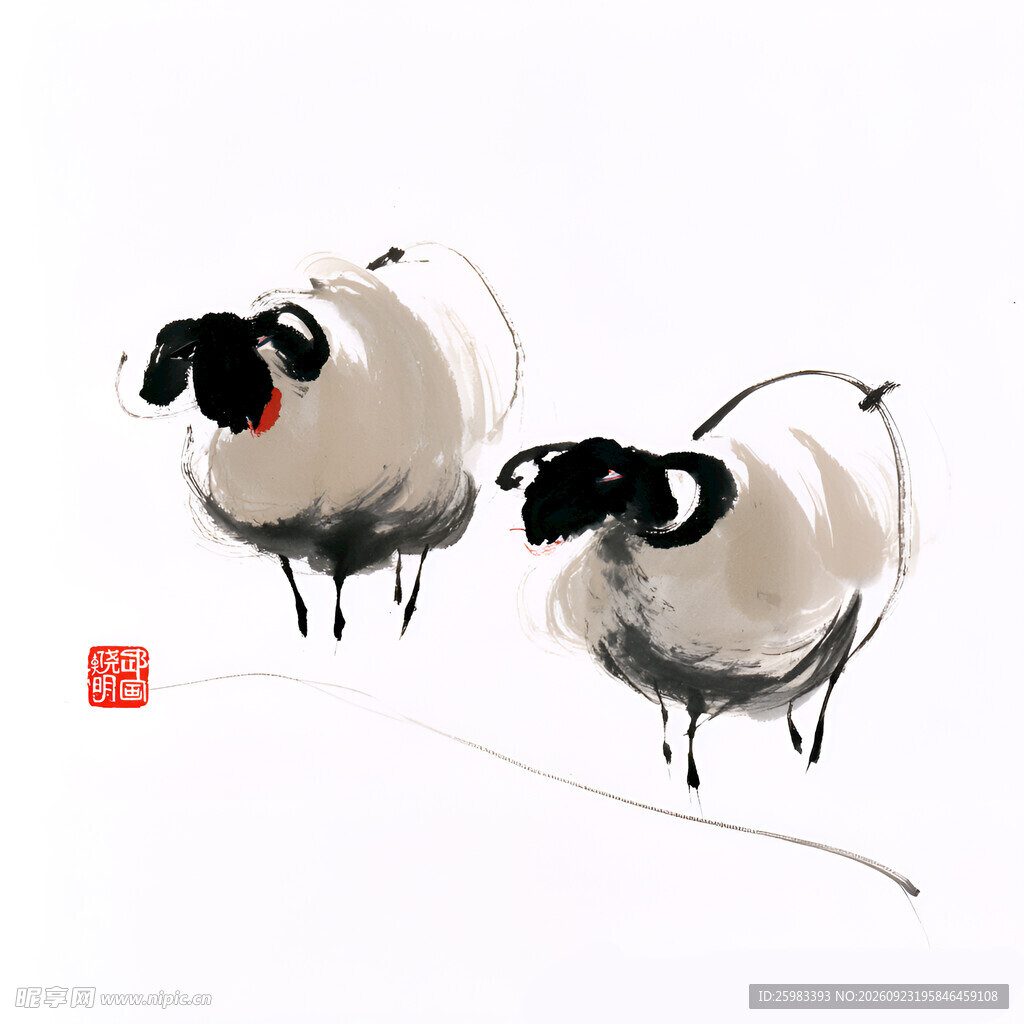 水墨写意羊图