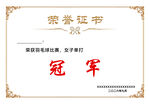 羽毛球比赛冠军荣誉证书