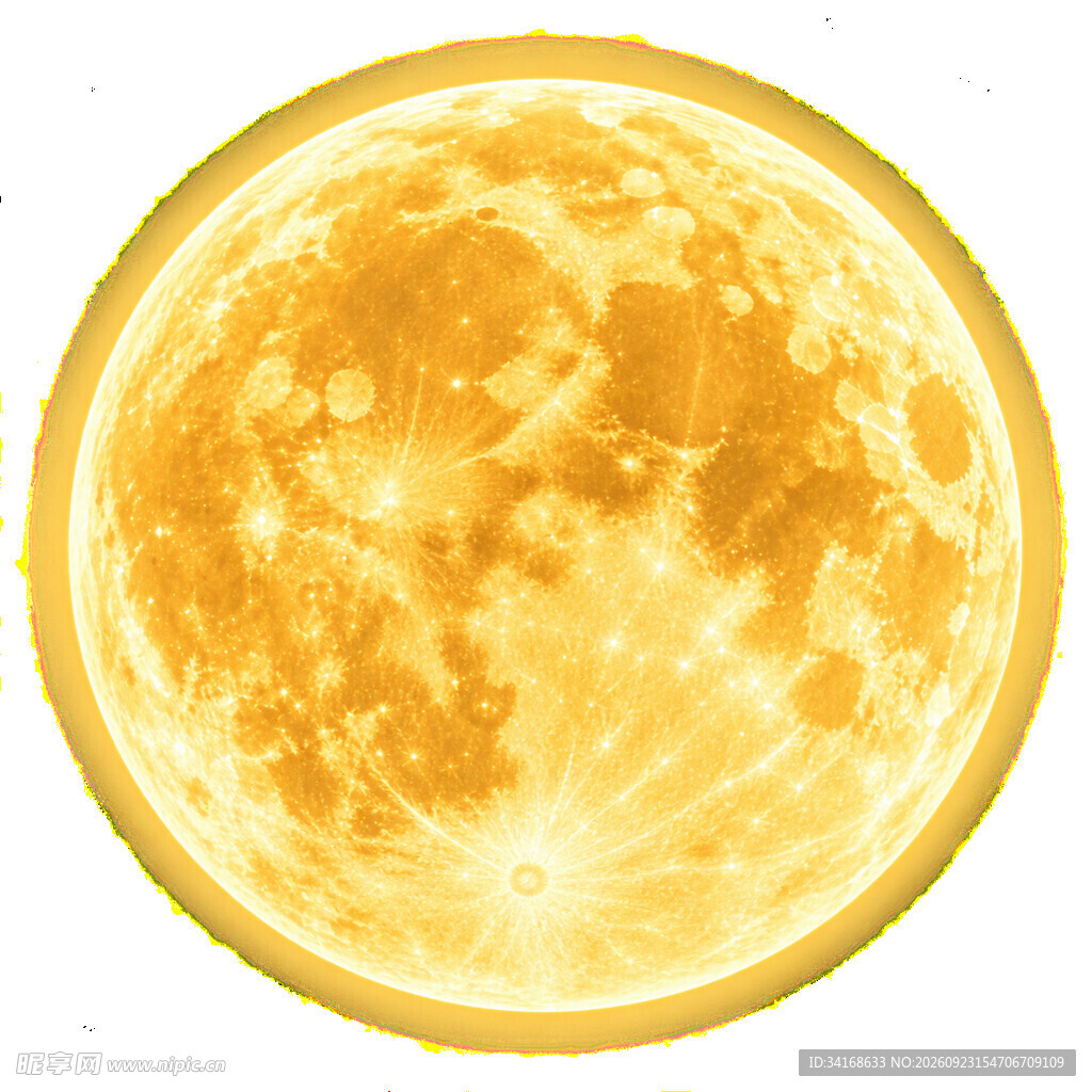 手绘金色满月