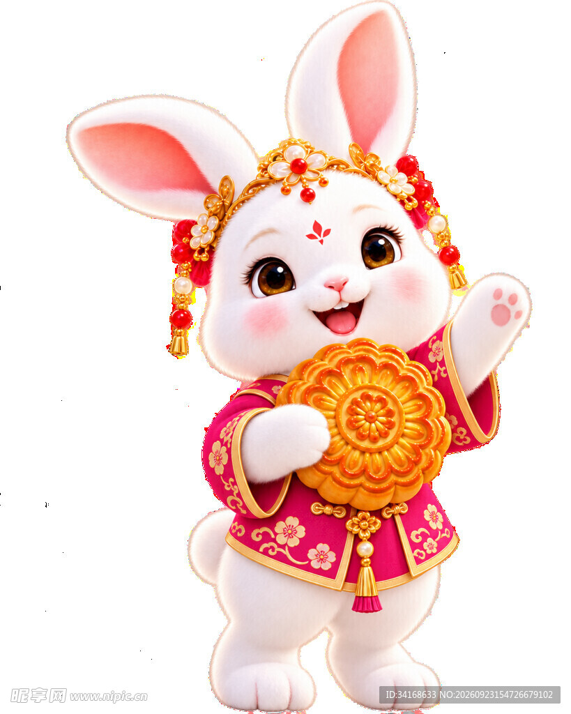 中秋玉兔抱月饼