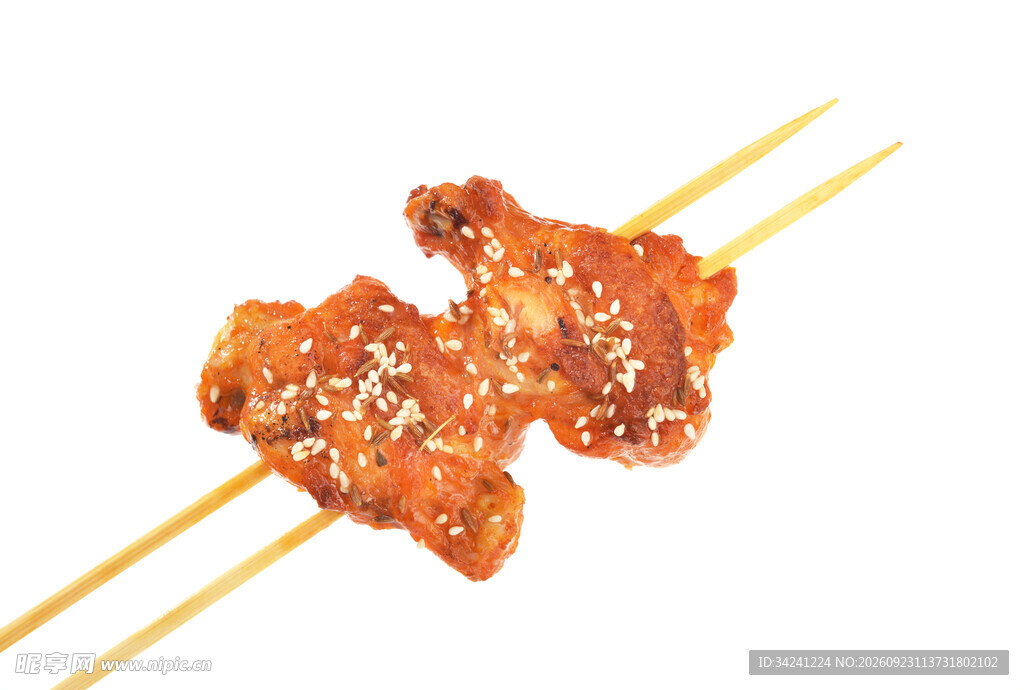 白底烤肉串美食素材