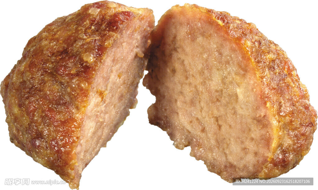 切开的香煎肉饼