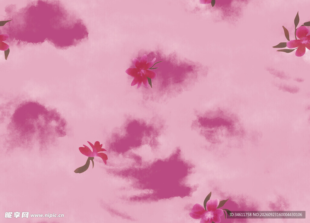 粉色水墨花卉纹理