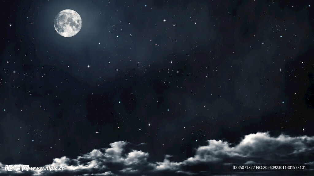 满月星空夜景