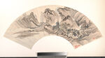 水墨山水扇面古画
